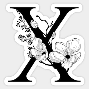 Letter X Monogram - Floral Initial Sticker